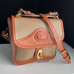 Dooney and Bourke Awl Leather square carrier crossbody bag Taupe